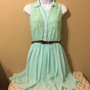 Final Markdown NWT  Dress Club Med. Mini Lace & Chiffon Shirtwaist Dress